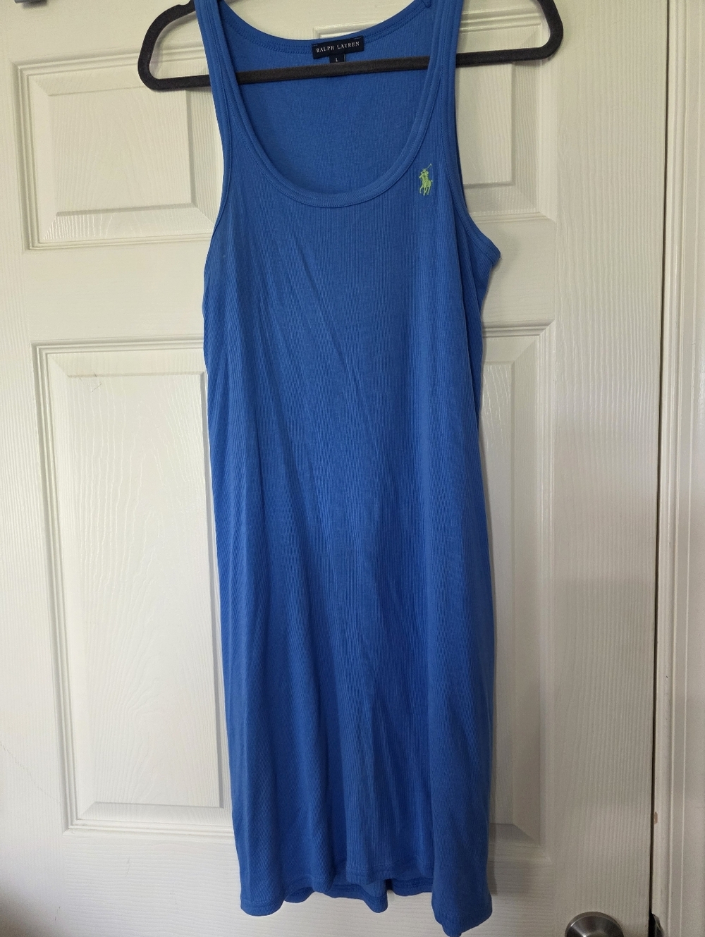 Ralph Lauren Womens ribbed tank dress Size L lime green pony Scoop Neck